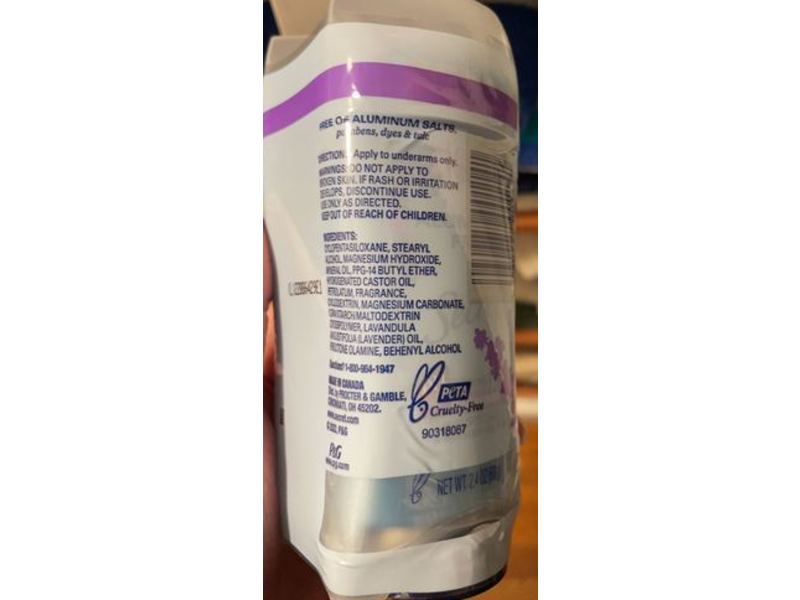 Secret Aluminum Free Deodorant, Real Lavender, 2.4 oz/68 g, 2 Count