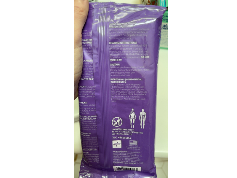 Medline Readybath Select Bathing Cloth, Scented, 8 Count, Pack Of 30