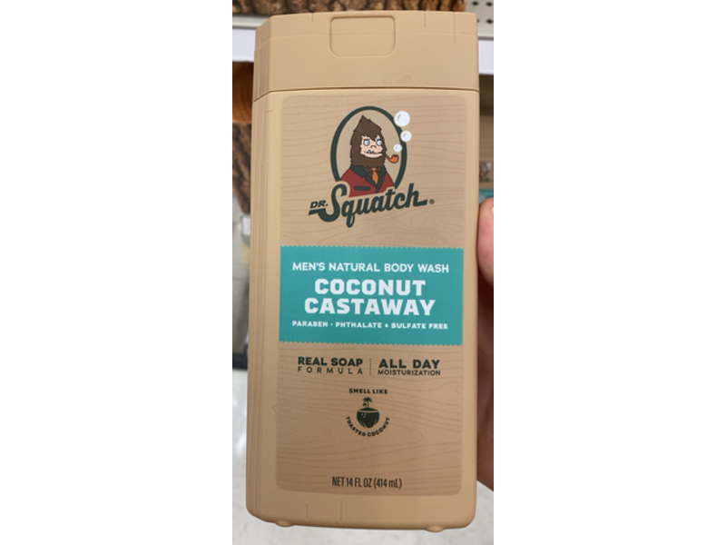 Dr. Squatch Men's Natural Body Wash, Coconut Castaway, 14 fl oz/414 mL