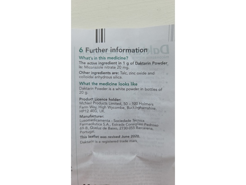 Daktarin Anti Fungal Powder, 20 g