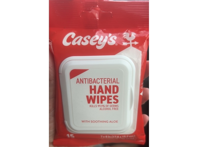Casey's Antibacterial Hand Wipes, Soothing Aloe, 15 Count, 3.2 oz/90.7 g