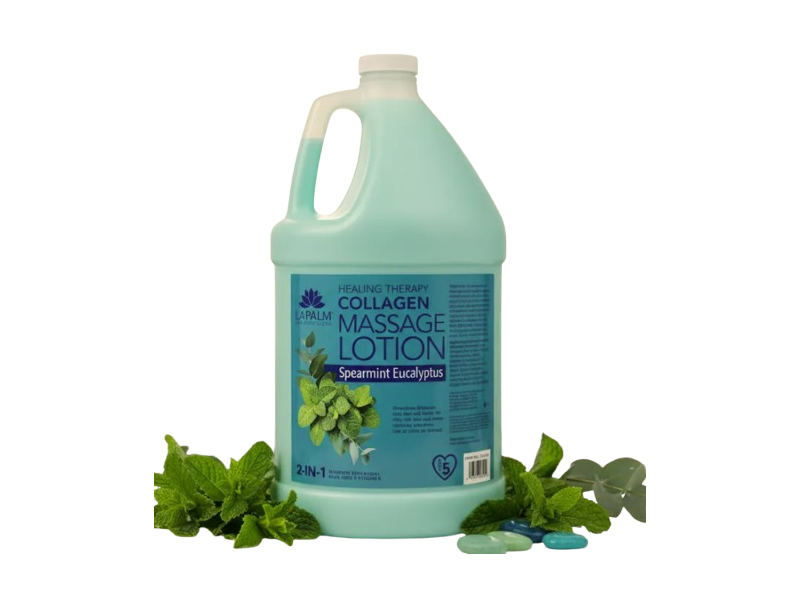 La Palm Collagen Massage Lotion, Spearmint Eucalyptus, 3785 mL