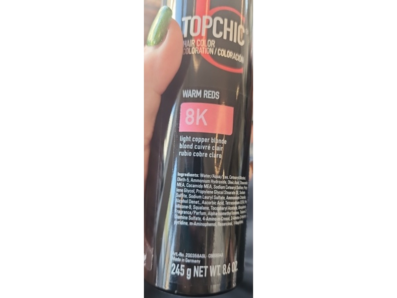 Goldwell Topchic Hair Color, 8K Light Copper Blonde, 8.6 fl oz/245 g