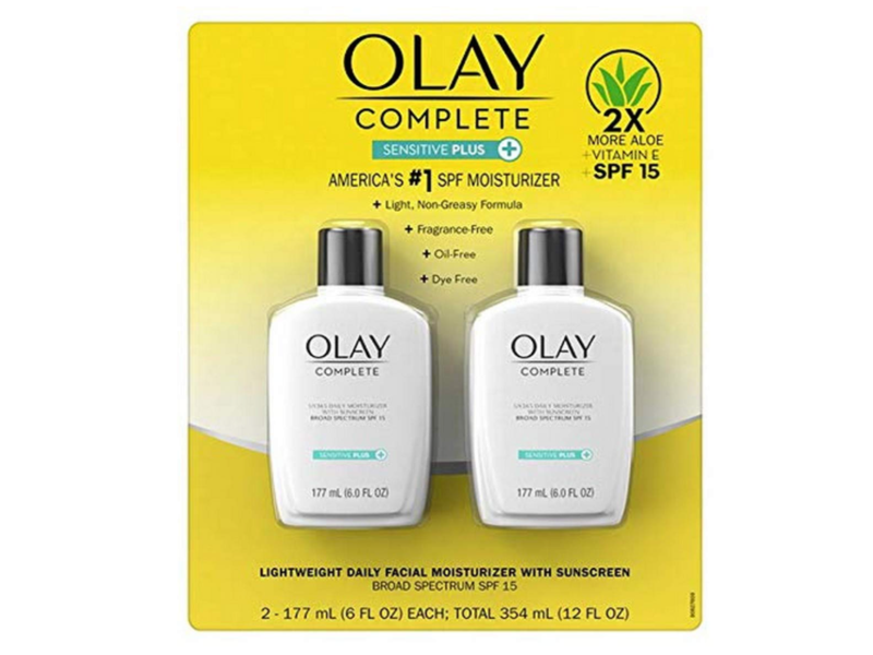 Olay Complete Daily Moisturizer Sunscreen, Sensitive, SPF 15, 6 fl oz/177 mL, Pack Of 2