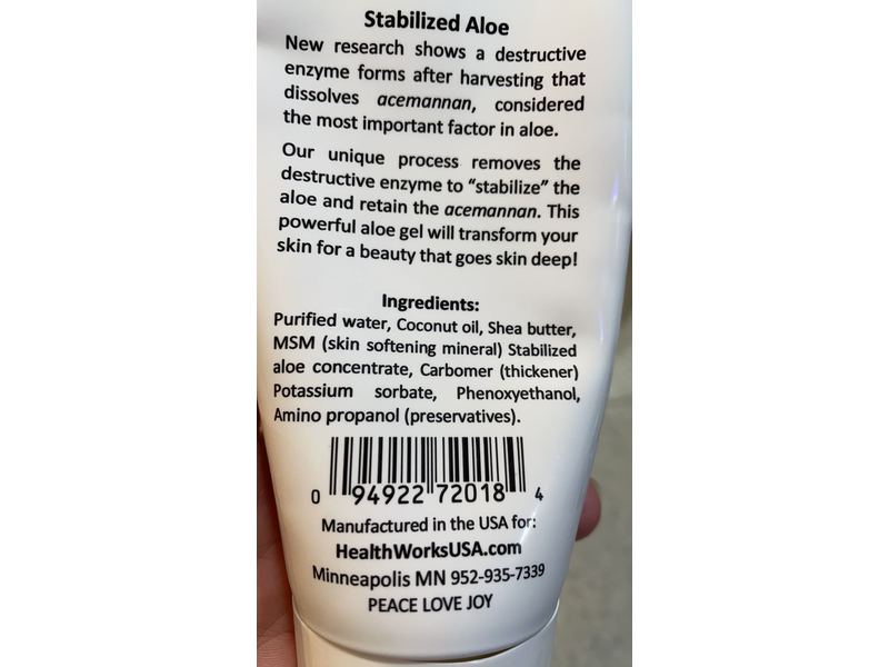 Health Works Usa Nutra Gel, Stabilized Aloe, Unscented, 8.5 fl oz/250 mL