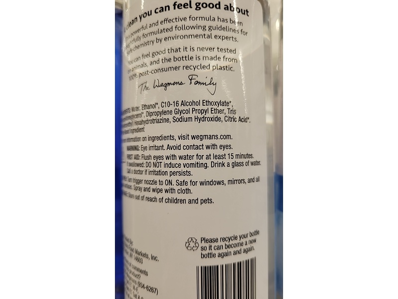 Wegmans Glass & Window Cleaner, Free & Clear, 25 fl oz/739 mL