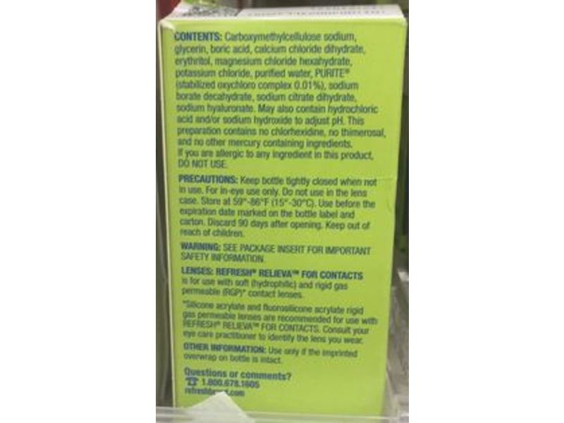 Refresh Relieva For Contacts Lubricant Eye Drops, 0.27 fl oz/8 mL