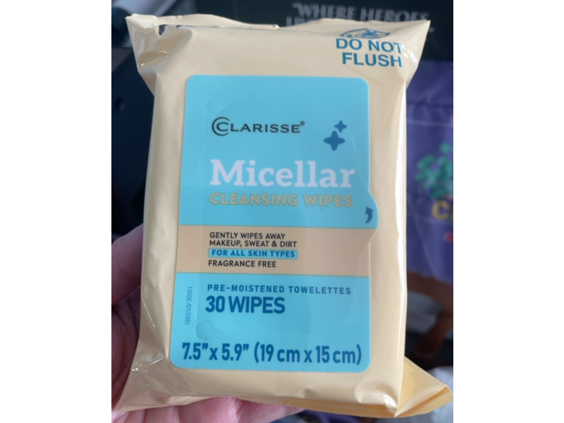 Clarisse Micellar Cleansing Wipes, Fragrance-Free, 30 Wipes
