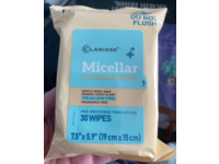 Clarisse Micellar Cleansing Wipes, Fragrance-Free, 30 Wipes - thumbnail 1