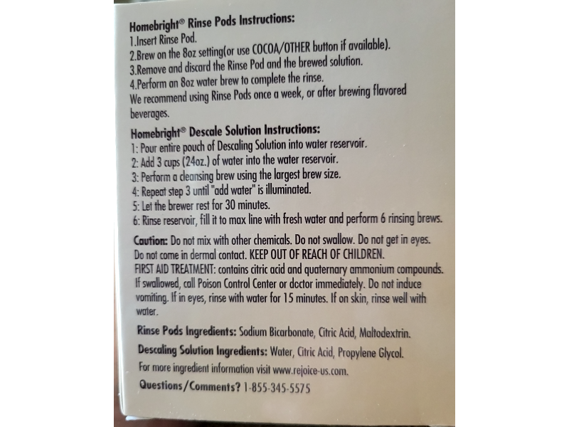 Homebright Descale & Cleanse Coffee & Espresso Machine Maintenance Kit