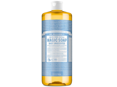 Dr. Bronner's 18 In 1 Hemp Baby Pure-Castile Soap, Unscented, 32 fl oz/946 mL