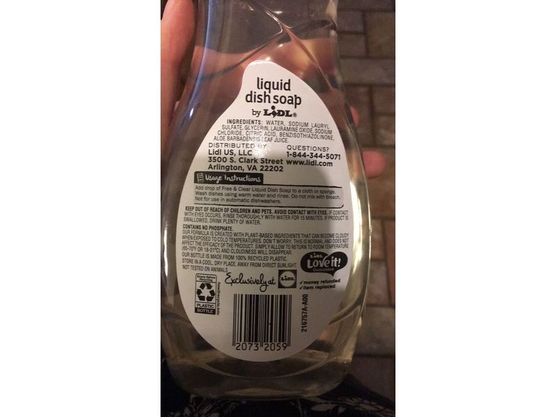 Lidl Liquid Dish Soap, Free & Clear, 25 fl oz/739 mL