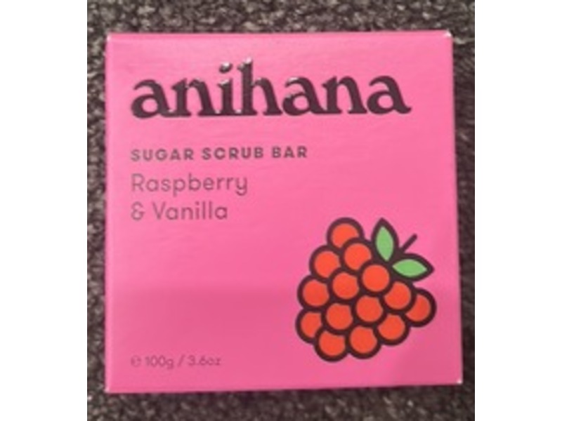 Anilana Sugar Scrub Bar, Raspberry & Vanilla, 3.6 oz/100 g
