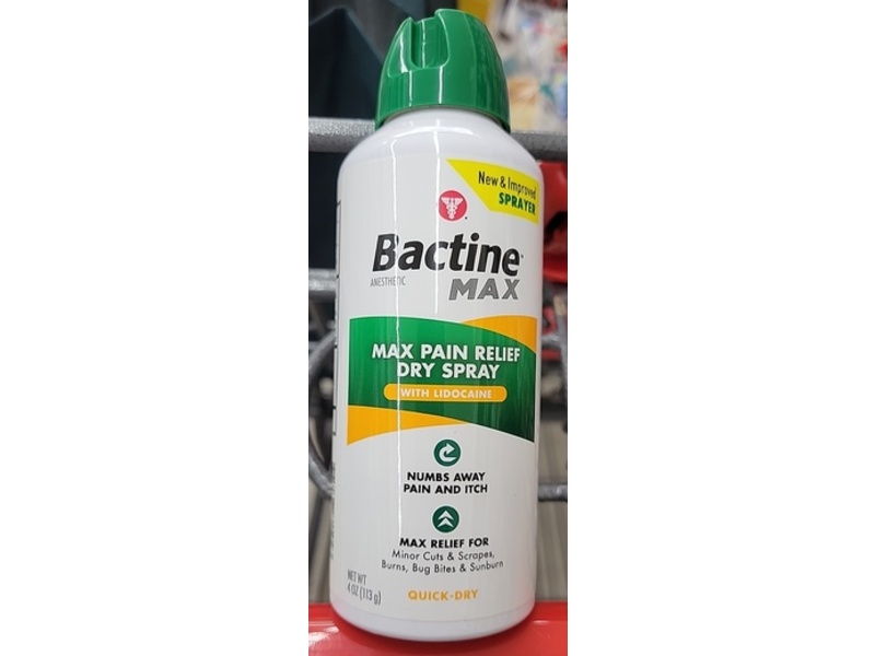 Bactine Max Pain Relief Dry Spray, Lidocaine, 4 oz/113 g