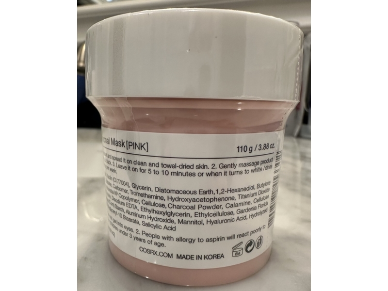 Cosrx Poreless Clarifying Charcoal Mask, Pink, 3.88 oz/110 g