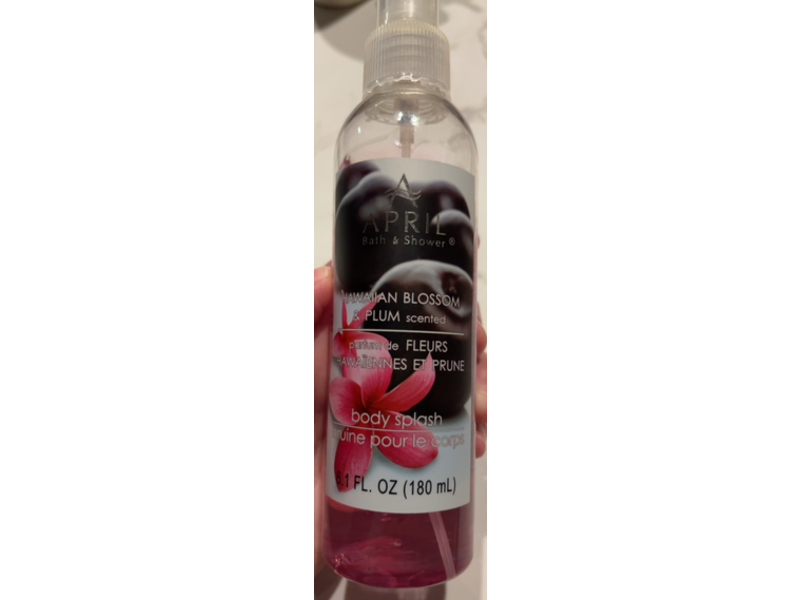 April Bath & Shower Body Splash, Hawaiian Blossom & Plum Scented, 6.1 fl oz/180 mL