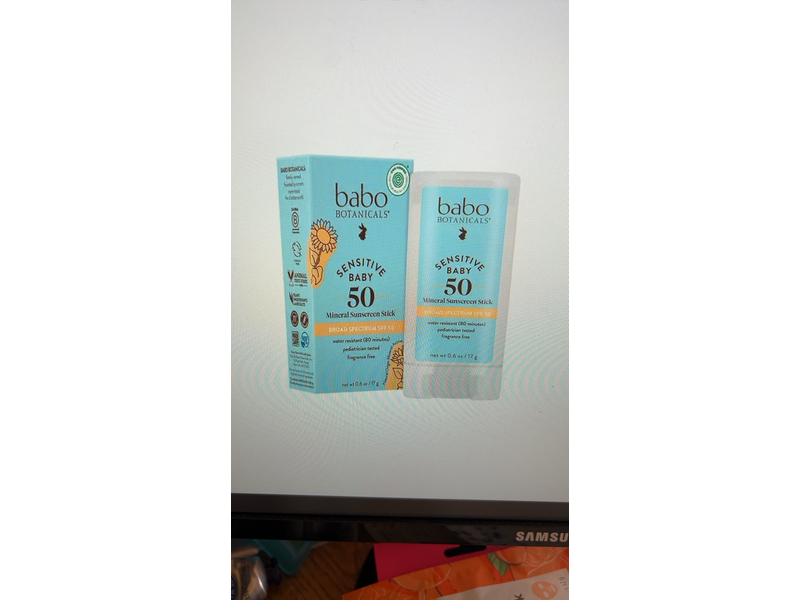 Babo Botanicals Baby Mineral Sunscreen Stick, SPF 50, 0.6 oz/17 g