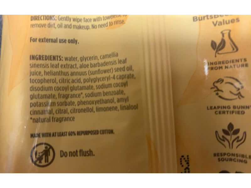 Burt's Bees Purifying Facial Towelettes, White Tea, 36 Counts