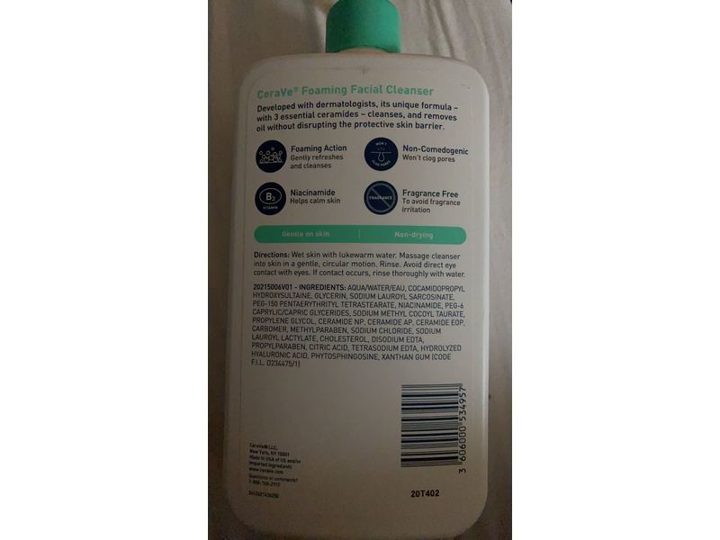 CeraVe Foaming Facial Cleanser, Normal to Oily Skin, 19 fl oz (562 mL)