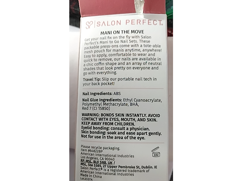 Salon Perfect Mani To Go Reusable Nail Set, Light Pink, 0.07 oz/2 g, 30 Count