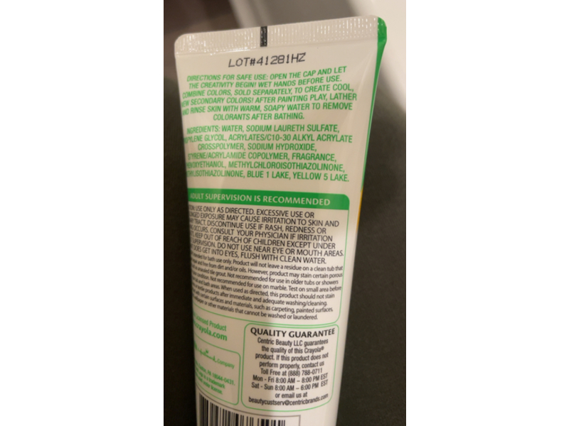 Crayola Bathtub Finger Paint Soap, Screamin' Green, 3 fl oz/88.7 mL