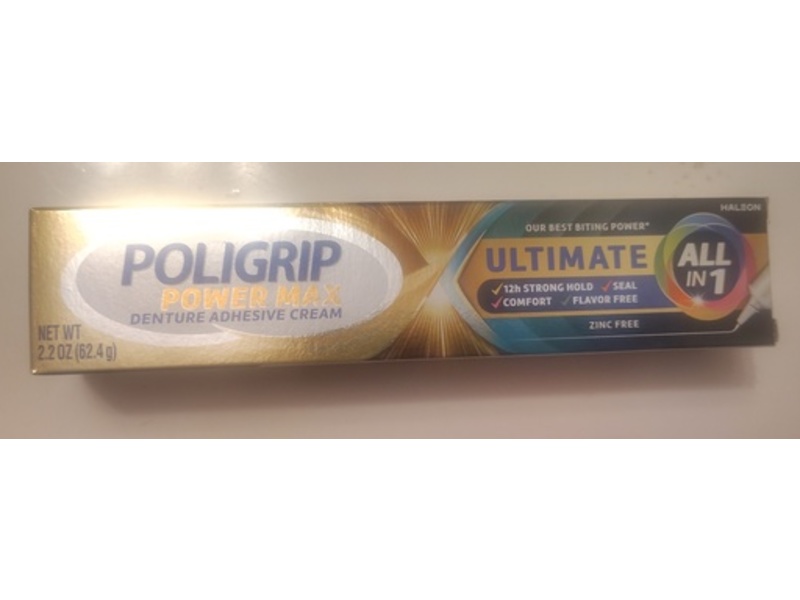 Poligrip Power Max Denture Adhesive Cream, 2.2 oz/62.4 g