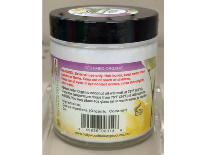 Hollywood Beauty Pure Coconut Oil, 4 fl oz/113 g