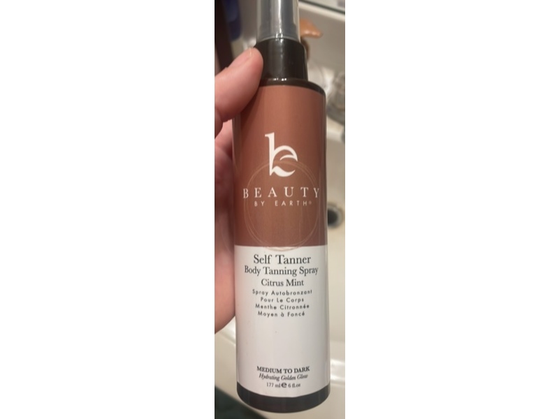 Beauty By Earth Self Tanner Body Tanning Spray, Citrus Mint, Medium to Dark, 6 fl oz/177 mL