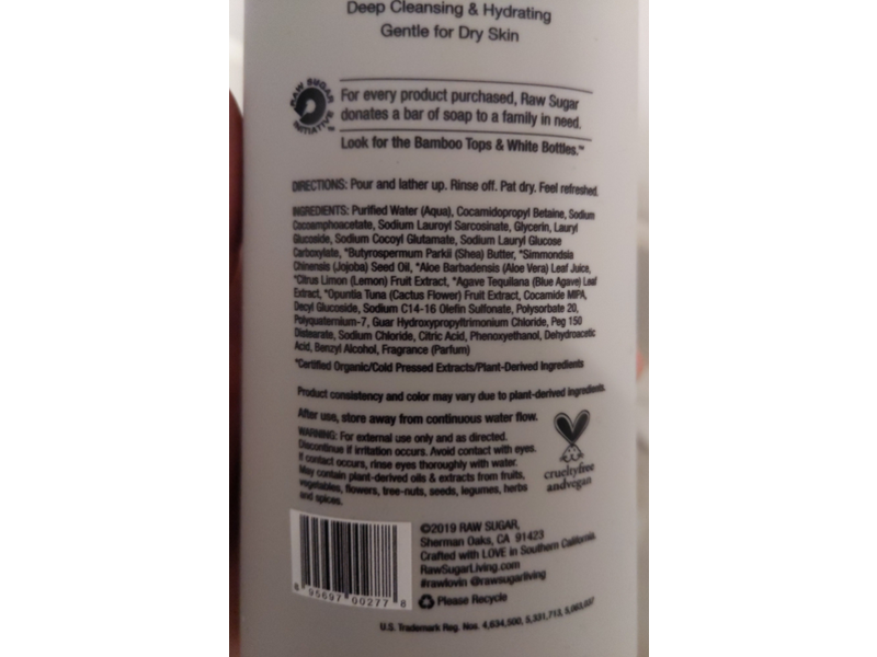 Rawsugar Men Body Wash, Citrus + Blue Agave, 25 fl oz/740 mL