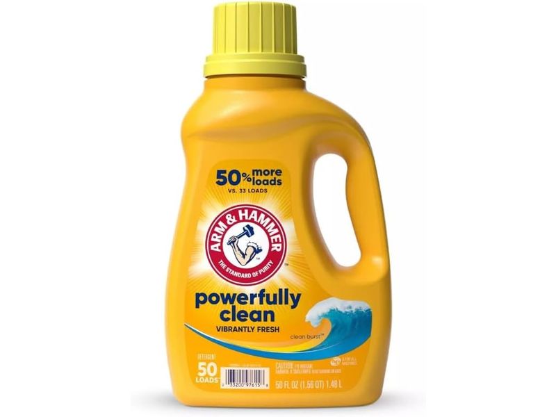 Arm & Hammer Powerfully Clean Liquid Laundry Detergent, Clean Burst, 50 Loads, 50 fl oz/1.48 L