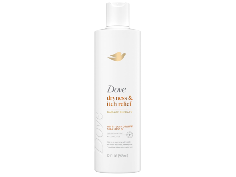 Dove Damage Therapy Dryness & Itch Relief Anti-Dandruff Shampoo, Pyrithione Zinc 1% + Coconut Oil, 12 fl oz/355 mL