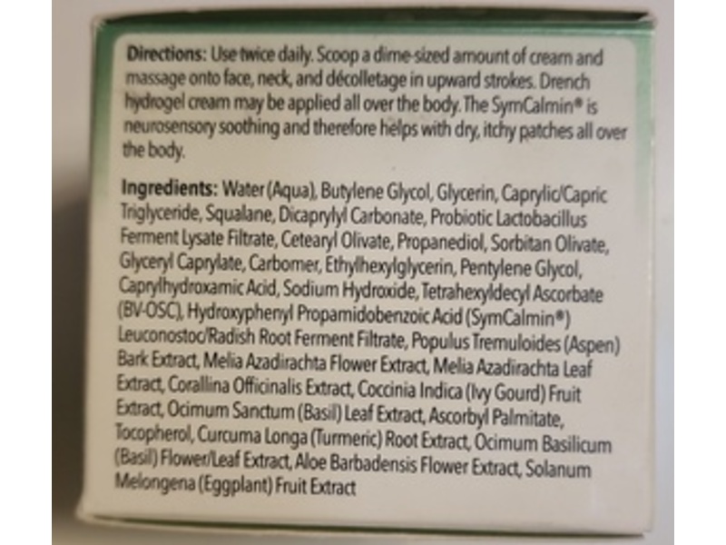 Suzy Cohen Drench Hydrogel Face Cream with Squalane & SymCalmin, 1.7 fl oz/50 mL