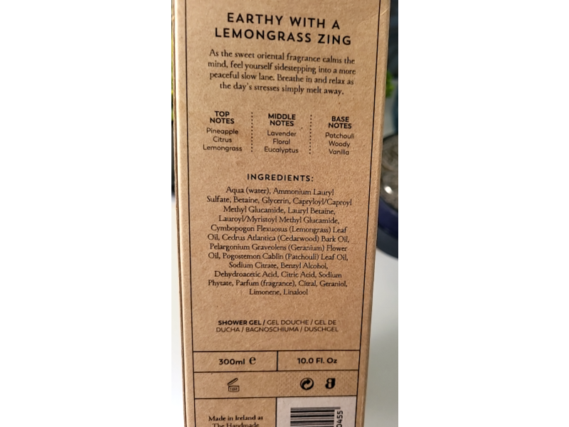 The Handmade Soap Shower Gel, Lemongrass & Cedarwood, 10 fl oz/300 mL