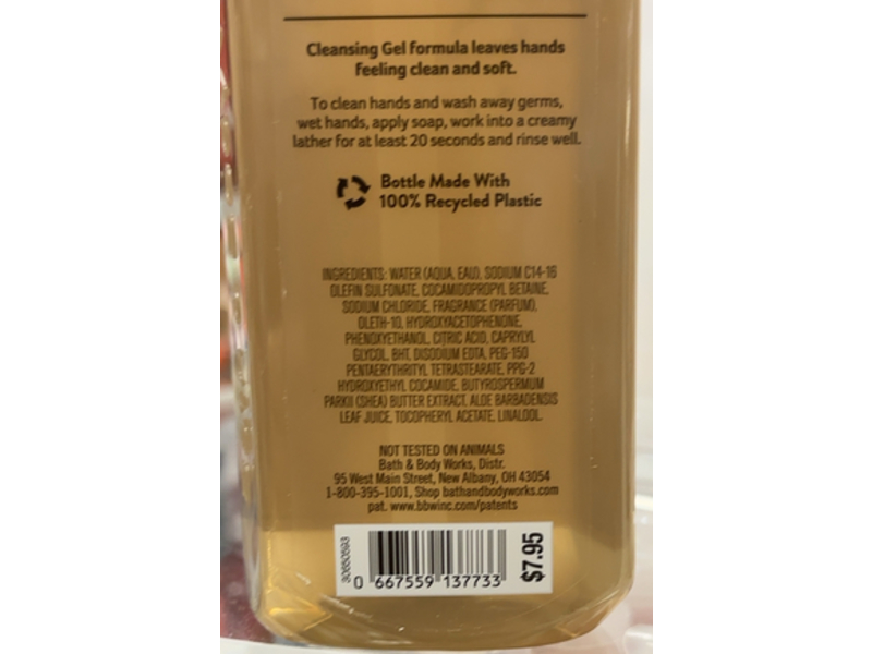 Bath & Body Works Warm Vanilla Sugar Cleansing Gel Hand Soap, Natural Essential Oils, 8 fl oz/236 mL