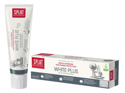Splat White Plus Bio-Active Toothpaste, Gentle Whitening And Enamel Protection, 3.38 fl oz/100 mL