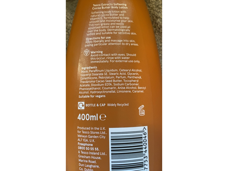 Tesco Body Lotion, Cocoa Butter, 400 mL