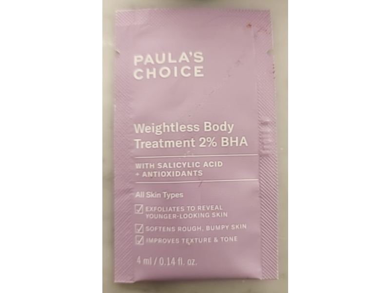 Paula's Choice Weightless Body Treatment 2% BHA, Salicylic Acid + Antioxidants, 0.14 fl oz/4 mL