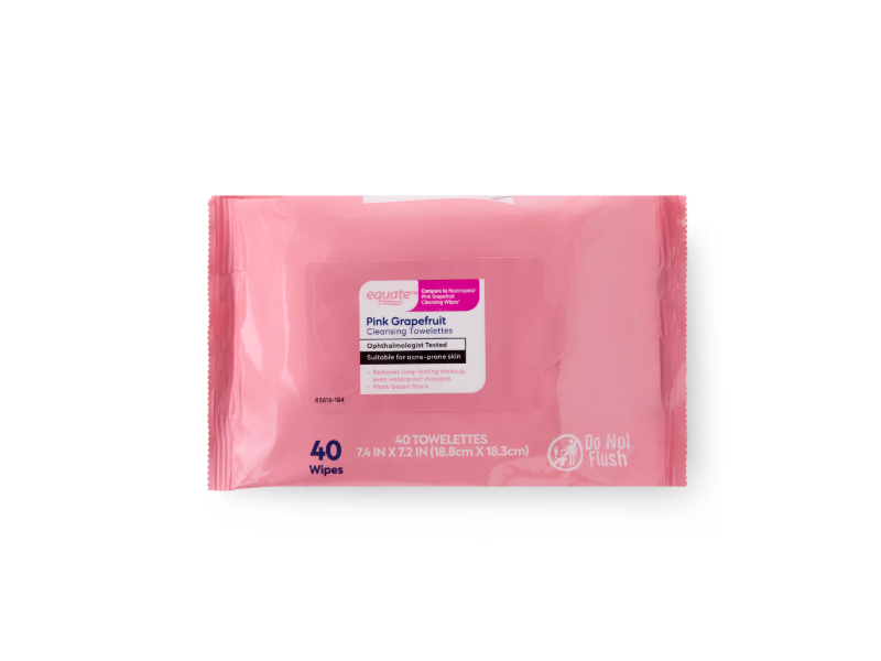 Equate Cleansing Towelettes, Pink Grapefruit, 40 Count