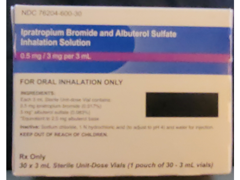 Ipratropium Bromide And Albuterol Sulfate Inhalation Solution 0.5 mg/3Mg per 3 mL, Nephron Pharmaceuticals Corporation