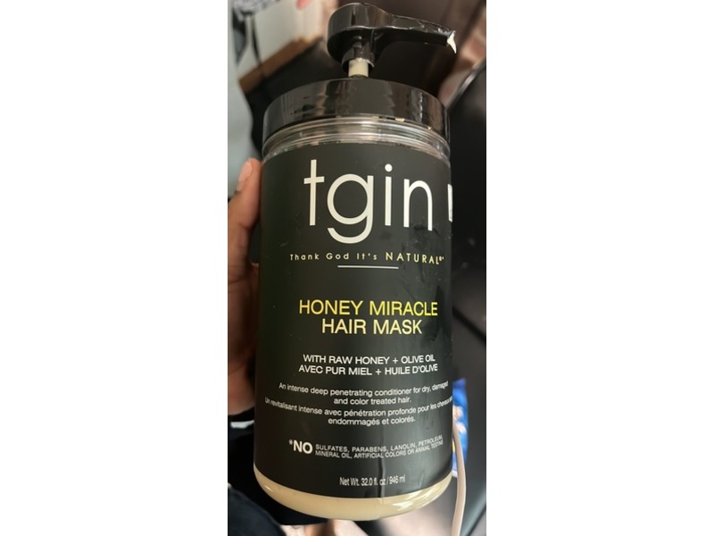 Tgin Honey Miracle Hair Mask, Raw Honey + Olive Oil, 32 fl oz/946 mL