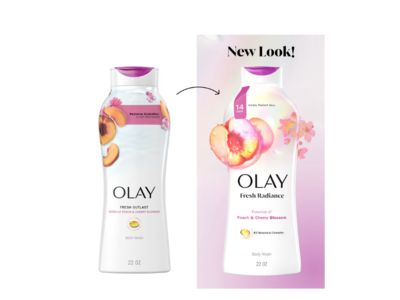 Olay Fresh Outlast Body Wash, Peach & Cherry Blossom, 22 fl oz/650 mL, Pack Of 4