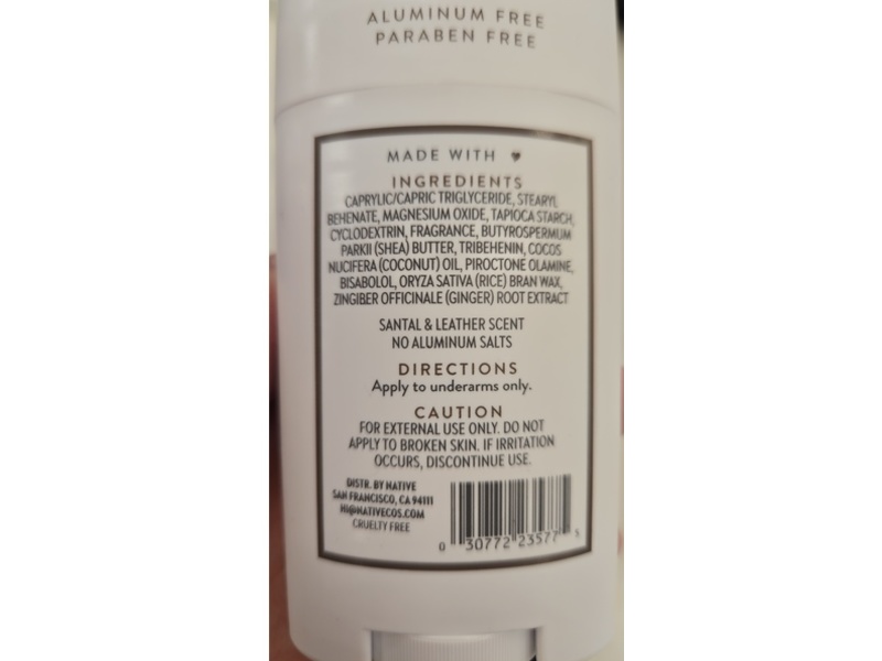 Native Deodorant, Santal & Leather, 2.65 oz/75 g