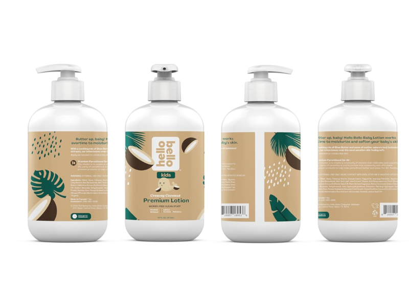Hello Bello Kids Premium Lotion, Creamy Coconut, 16 fl oz/473 mL