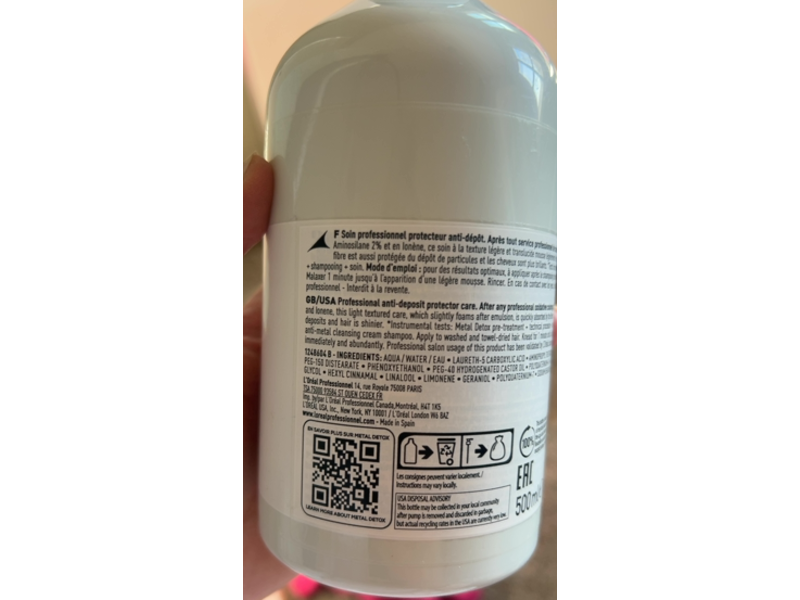 L'Oreal Professional Care Conditioner, Metal Detox, 16.9 fl oz/500 mL