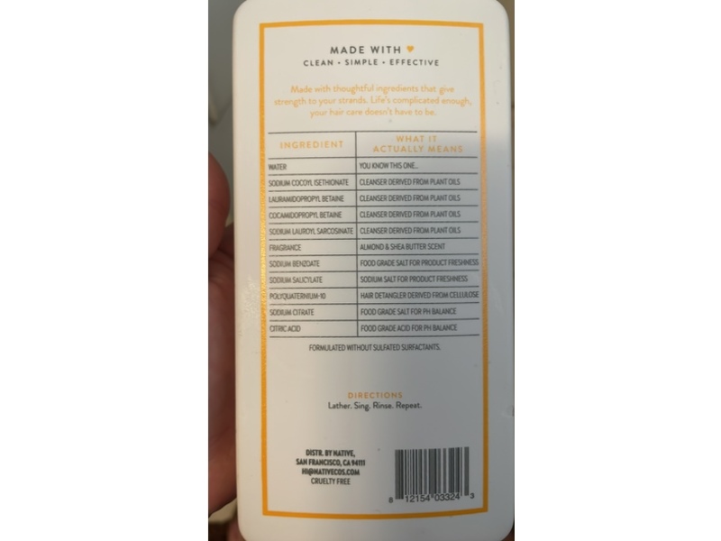 Native Hair Care Strengthening Shampoo, Almond & Shea Butter, 16.5 fl oz/487 mL