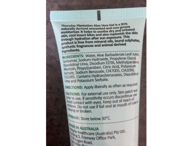 Thursday Plantation Aloe Vera Gel, 100 g