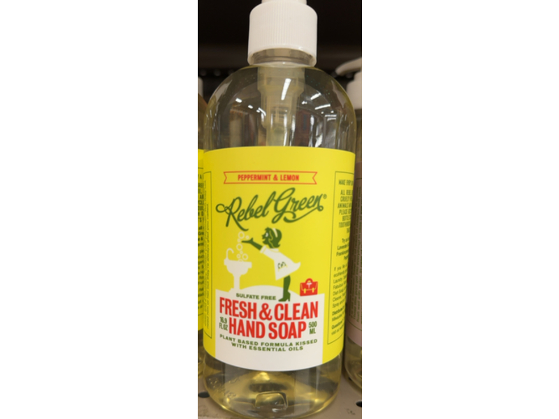 Rebel Green Hand Soap, Peppermint & Lemon, 16.9 fl oz/500 mL