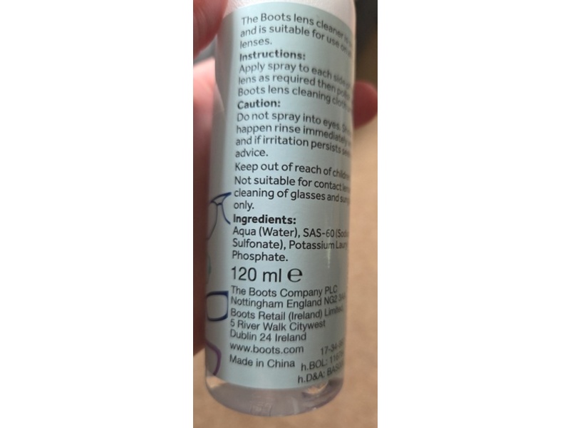 Boots Lens Cleanser, 120 mL