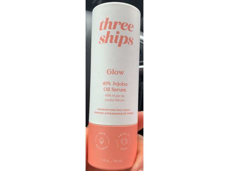 Three Ships Glow Serum, 49% Jojoba Oil, 1 fl oz/30 mL