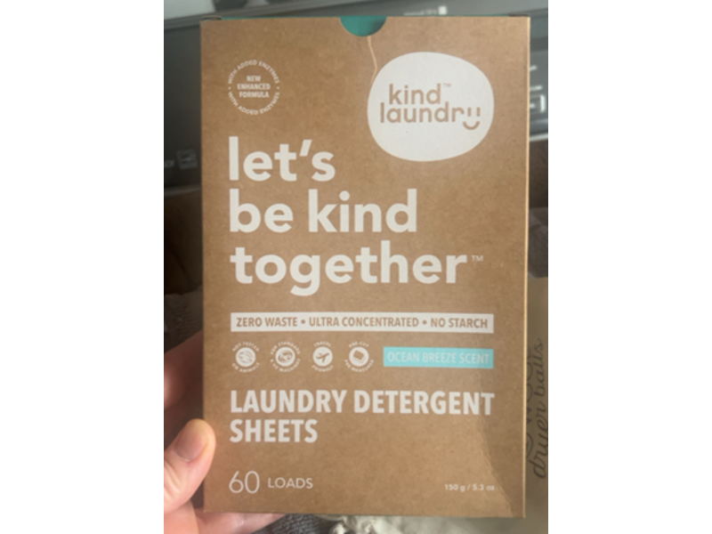 Kind Laundry Let's Be Kind Together Laundry Detergent Sheets, Ocean Breeze, 60 Loads, 5.3 oz/150 g